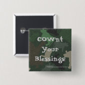 緑のCaMOOflage牛のコラージュ 缶バッジ (正面&裏面)