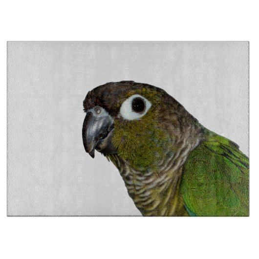 緑のCheeked Conure カッティングボード (正面)