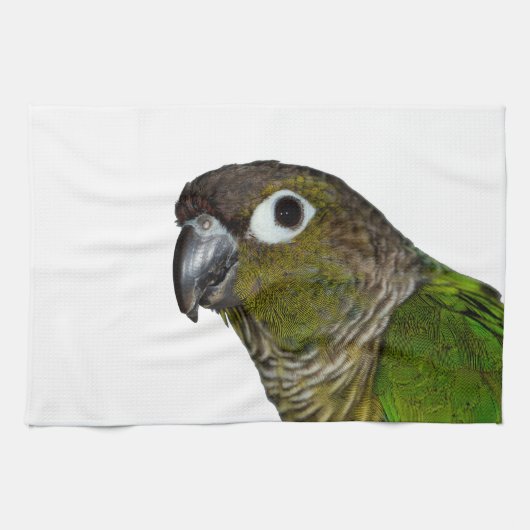 緑のCheeked Conure キッチンタオル (横)