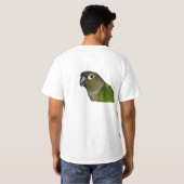 緑のCheeked Conure Tシャツ (裏面フル)