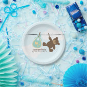 緑のClotheslineのベビーシャワー ペーパープレート (パーティー)