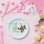 緑のClotheslineのベビーシャワー ペーパープレート (パーティー)