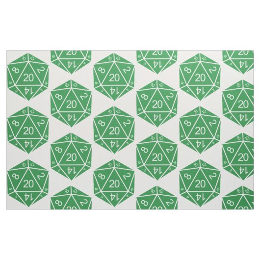 緑のD20サイコロファブリック ファブリック (ファットクウォーター)