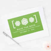 緑のD20サイコロ ゲーマー向け Save the Date ステッカー (封筒)