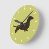 緑のDachshandシルエット – カラーカスタマイズ ラウンド壁時計 (傾斜)
