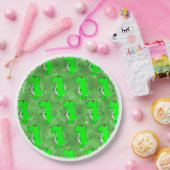 緑のDino水の色ベビーシャワー ペーパープレート (パーティー)