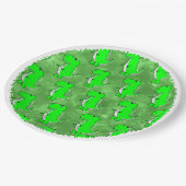 緑のDino水の色ベビーシャワー ペーパープレート (アングル)