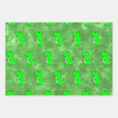 緑のDino水の色ベビーシャワー ラッピングペーパーシート (正面3)