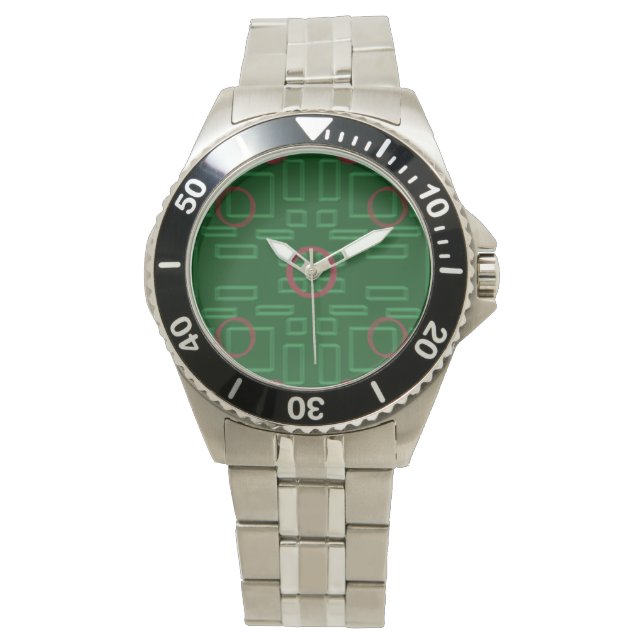 緑のeWatchのジオメトリックボックス 腕時計 (正面)