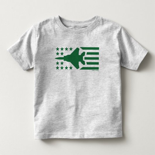 緑のF-15ジェットの星とストライプ トドラーTシャツ (正面)