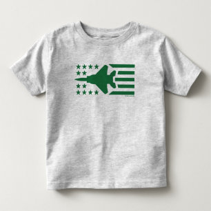 緑のF-15ジェット星と縞模様 トドラーTシャツ