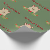 緑のFaのLaのLaのラマ ラッピングペーパー (角)