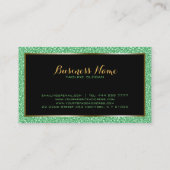緑のFAXグリッター金ゴールドのアクセント 名刺 (裏面)