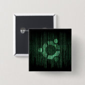 緑のLinuxターミナル 缶バッジ (正面&裏面)