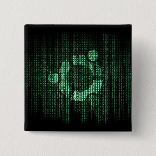 緑のLinuxターミナル 缶バッジ (正面)