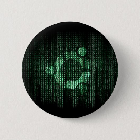 緑のLinuxターミナル 缶バッジ (正面)