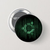 緑のLinuxターミナル 缶バッジ (正面&裏面)