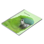 緑のLorikeetのお客様。文字およびBGカラーノートブック ノートブック (左側)