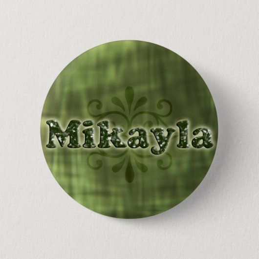 緑のMikayla 缶バッジ (正面)