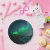 緑のNorthern Lights ペーパープレート (パーティー)