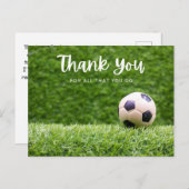 緑のPで感謝していするサッカーのボール ポストカード (正面/裏面)