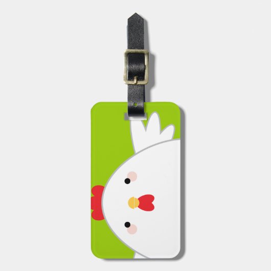 緑のPersonalizableの荷物のラベルの白い鶏 ラゲッジタグ (正面縦)