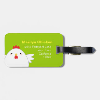 緑のPersonalizableの荷物のラベルの白い鶏 ラゲッジタグ