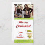 緑のPHOTOカードに4x8の冬小妖精や小人 シーズンカード (正面/裏面)