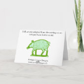 緑のPigグリーティングカード:初期のフォークアートデザイン カード (裏面)