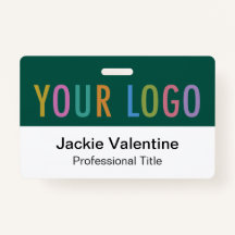 緑のPVC名バッジ水平ロゴスタッフIDラベル