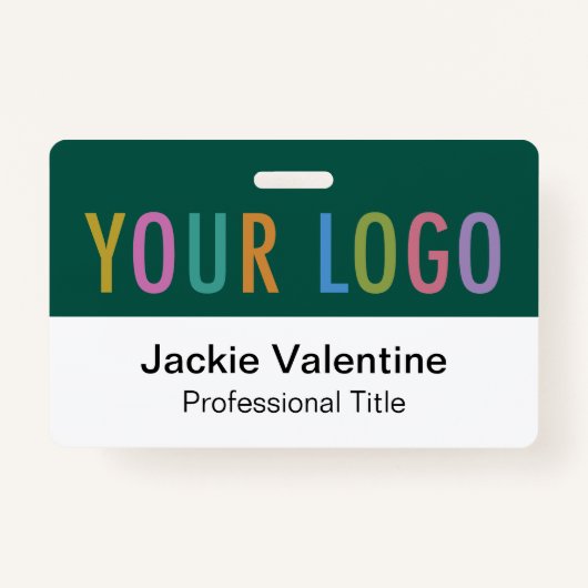 緑のPVC名バッジ水平ロゴスタッフIDラベル バッジ (正面)