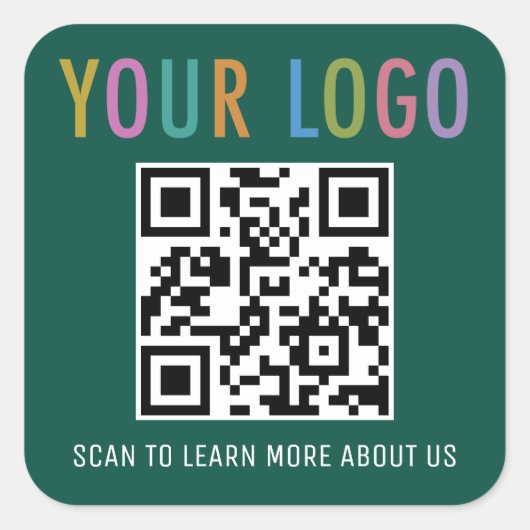 緑のQRコードステッカーカスタムビジネスロゴスクエア スクエアシール (正面)