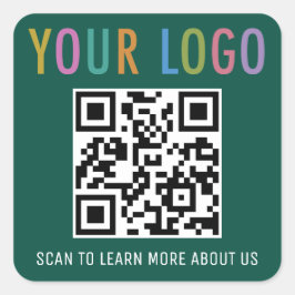 緑のQRコードステッカーカスタムビジネスロゴスクエア スクエアシール
