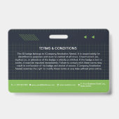 緑のQRコードフォトIDバッジ | 従業員企業の バッジ (裏面)