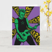 緑のRockinのバースデー・カード カード (黄色い花)