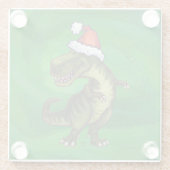 緑のSanta HatのTRex ガラスコースター (裏面)