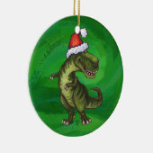 緑のSanta HatのTRex セラミックオーナメント (右)