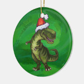 緑のSanta HatのTRex セラミックオーナメント (左)
