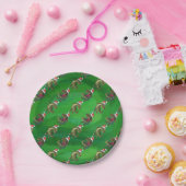 緑のSanta HatのTRex ペーパープレート (パーティー)