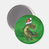 緑のSanta HatのTRex マグネット (正面/裏面)