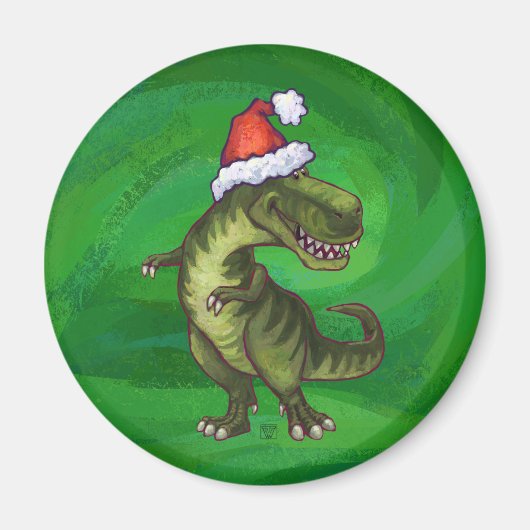緑のSanta HatのTRex マグネット (正面)