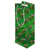緑のSanta HatのTRex ワインギフトバッグ (裏面アングル)