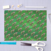 緑のSanta HatのTRex 薄葉紙 (クラフト)