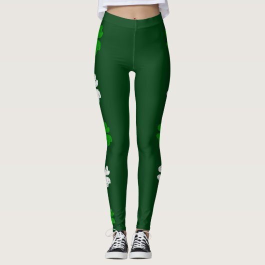 緑のSt patricks day可愛いシャムロックで揺れる レギンス (正面)