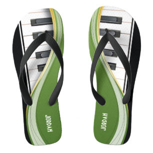 緑のSwooshのおもしろいのピアノデザイン ビーチサンダル