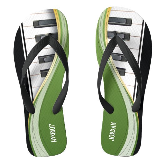 緑のSwooshのおもしろいのピアノデザイン ビーチサンダル (フットベッド)