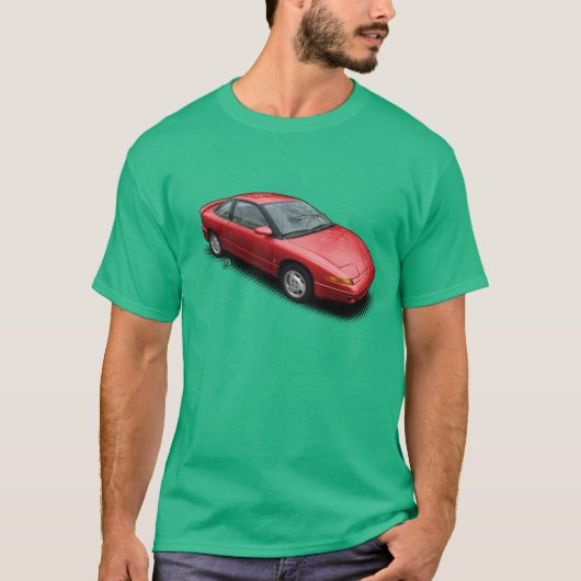緑のTシャツの土星赤いSC2車 Tシャツ (正面)