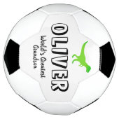 緑のTレックス恐竜名前をカスタムする子のスポーツギフト サッカーボール (回転)