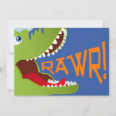 緑のT-Rex恐竜2歳の誕生日招待状 招待状 (裏面)