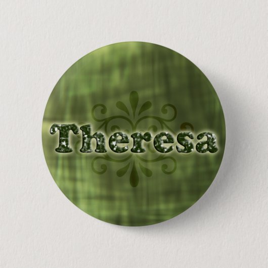 緑のTheresa 缶バッジ (正面)